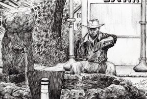 Fuente de la estatua Crans-Montana Suiza, 2009 de Vincent Alexander Booth